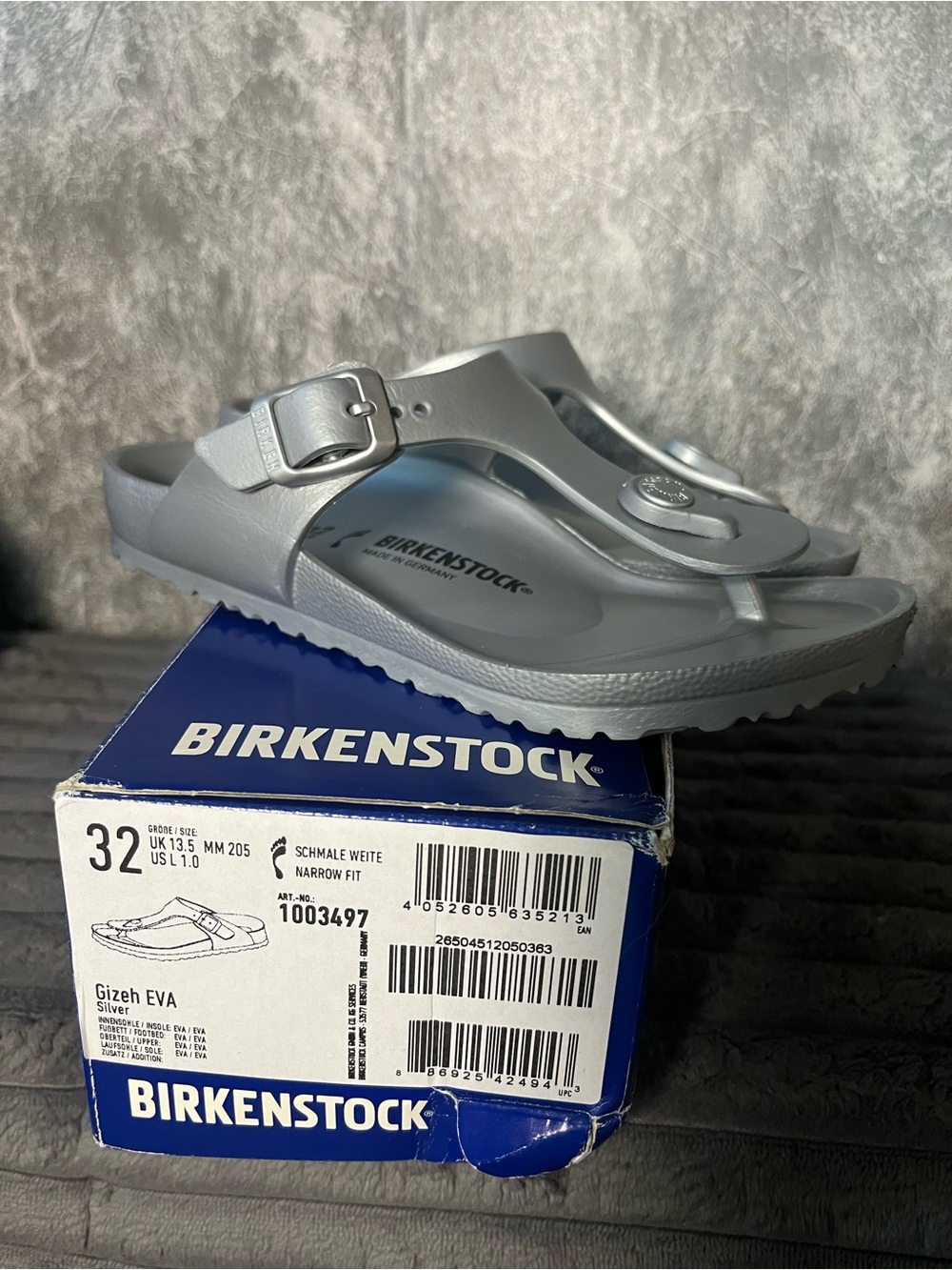 Birkenstock Kids Gizeh EVA Thong Sandal - Silver Sz 32 / us 1